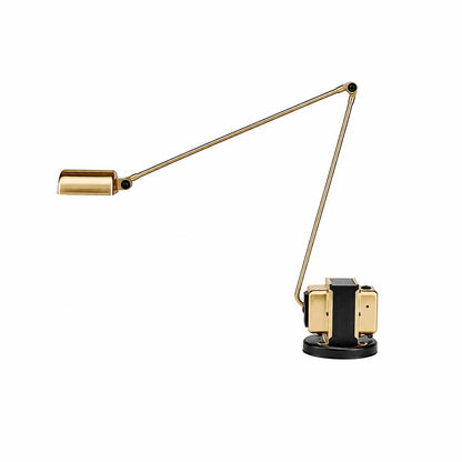 Aldric swing arm table lamp gold adjustable arm rotating head slim metal warm modern white background front view