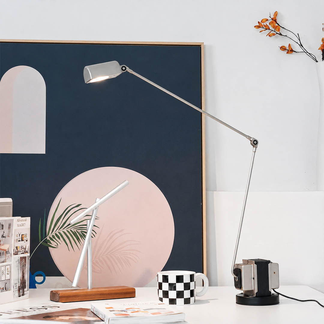 Aldric swing arm table lamp study reading nook adjustable arm metal industrial warm American home lifestyle interior
