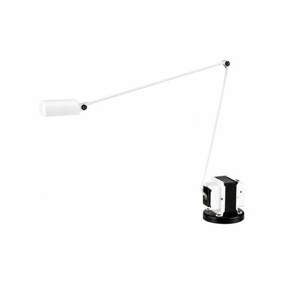 Aldric swing arm table lamp white adjustable arm rotating head slim metal minimalist white background front view