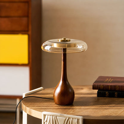 Ambra table lamp coordination short tall duo home modern Japandi organic living room bedroom walnut wood amber glass warm golden ambient signature lifestyle interior American home