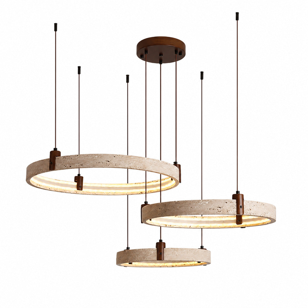 Anelli travertine chandelier three ring size 17.7 21.7 25.6 inch travertine stone concentric tiered large reference