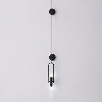Long 59.1-inch black Arco glass wall sconce as a bold statement on a feature wall