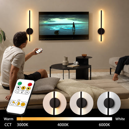 Remote control adjusting the brightness and color of the Asse rechargeable wall sconce