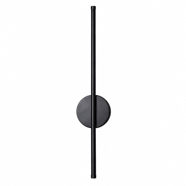Short 23.6-inch black Asse rechargeable wall sconce as a slim accent beside a bed