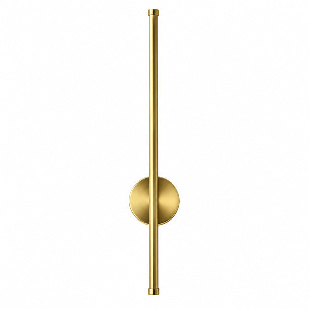 Asse rechargeable wall sconce with a slim vertical linear body glowing warm on a wall