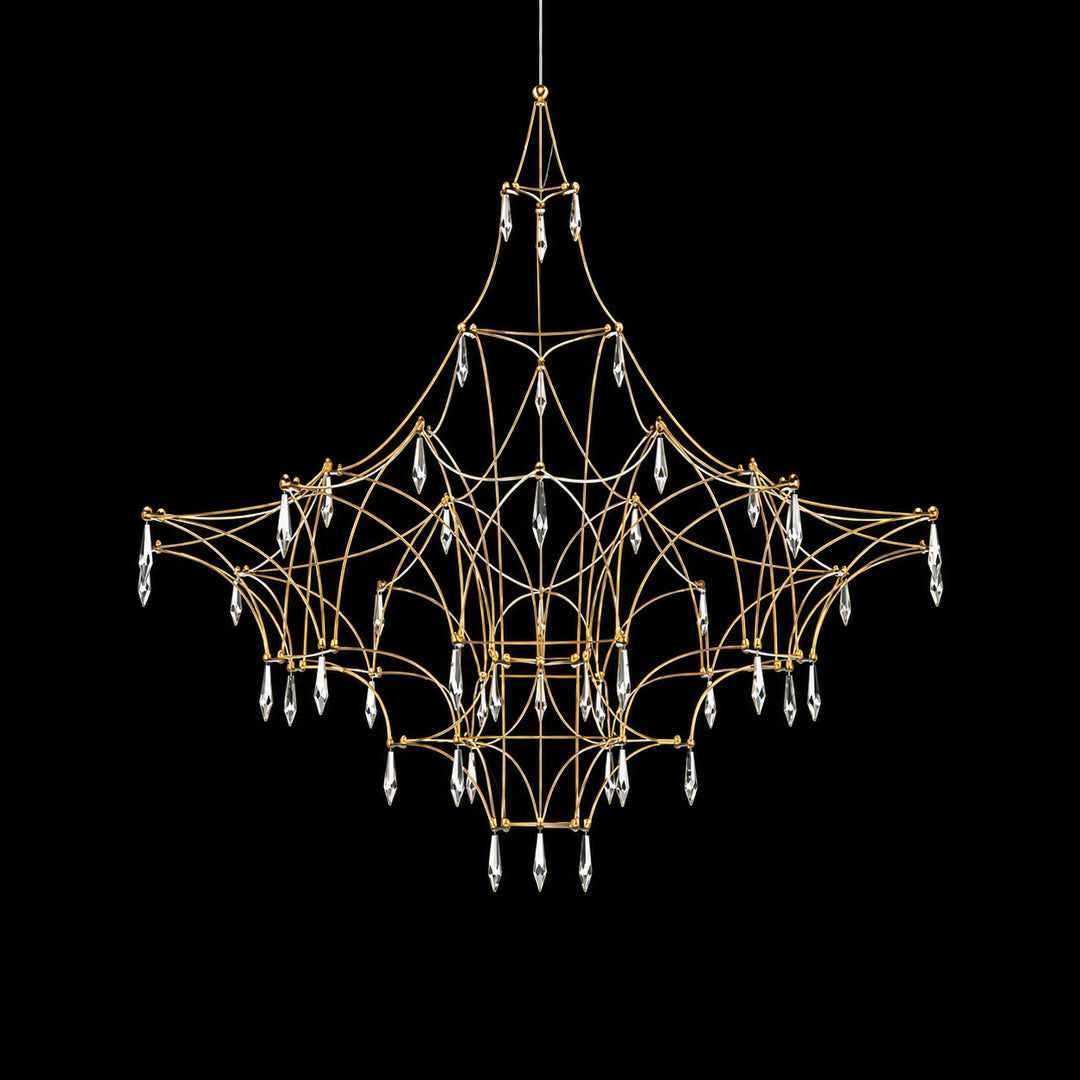 Extra-large 47.2-inch gold Astra crystal chandelier in a double-height foyer