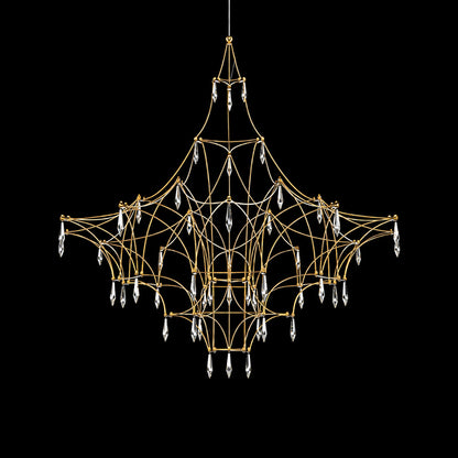 Extra-large 47.2-inch gold Astra crystal chandelier in a double-height foyer