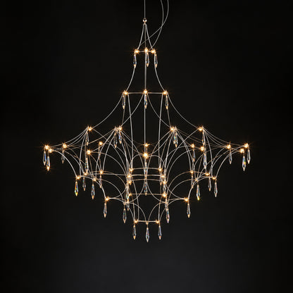 Extra-large 47.2-inch silver Astra crystal chandelier over a grand staircase