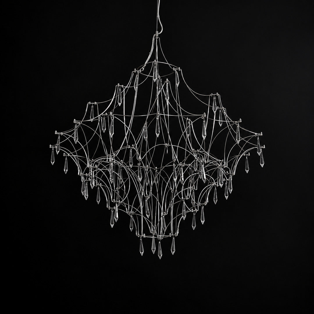 Small 23.6-inch silver Astra crystal chandelier in a modern bedroom