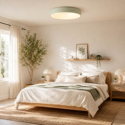 Astra White slim flush mount ceiling light bedroom low ceiling modern minimalist Scandinavian apartment warm soft glow interior