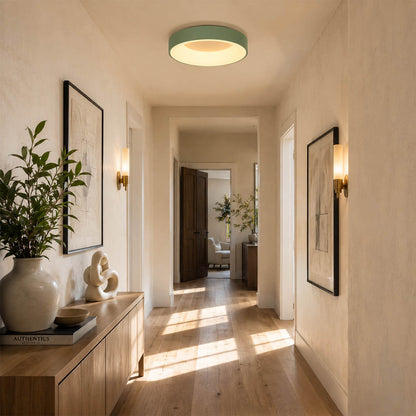Astra trio three slim flush mount ceiling lights hallway corridor modern Scandinavian minimalist architectural soft glow interior
