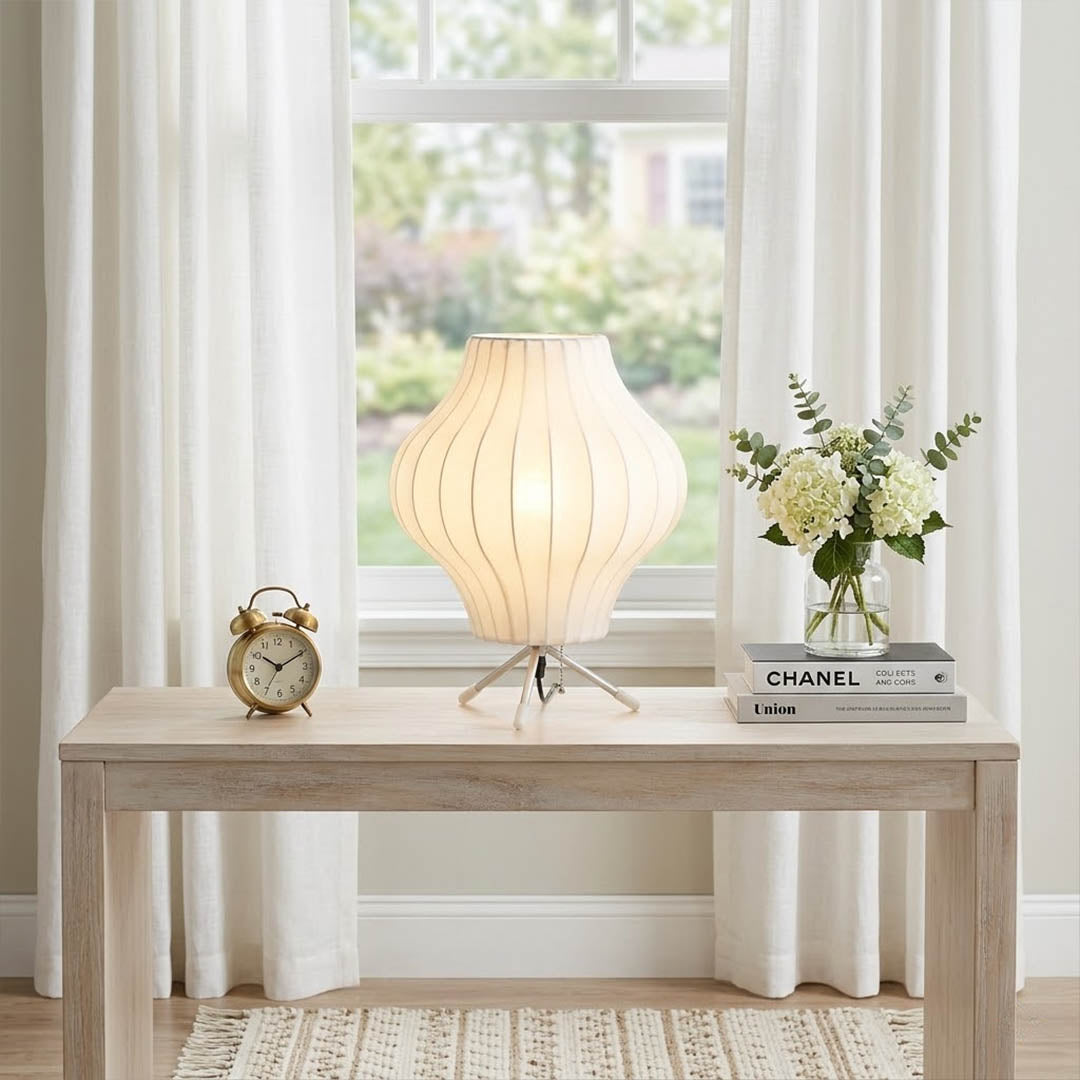 Astrid Model C tripod silk table lamp home office desk reading corner workspace Japandi minimalist warm interior