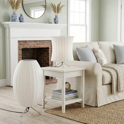 Astrid Model A tall tripod silk table lamp living room side table Japandi Scandinavian minimalist warm glow interior
