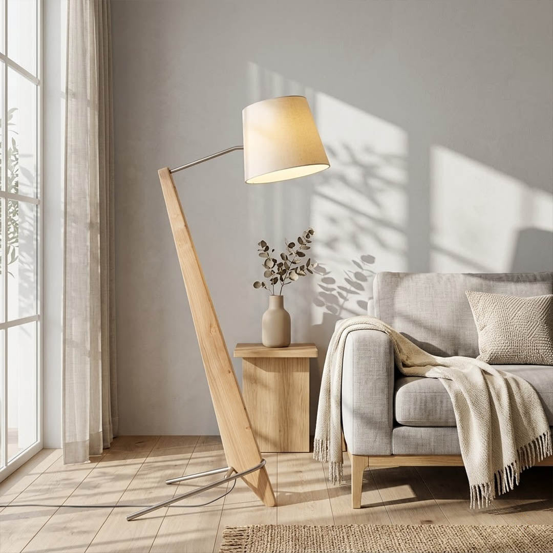 Atlas oversized floor lamp in open plan space warm ambient glow scandinavian interior