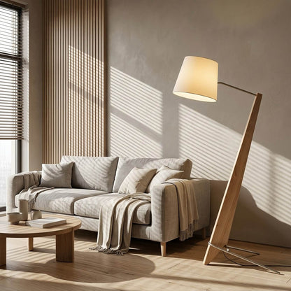 Atlas oversized floor lamp in open plan space warm ambient glow scandinavian interior