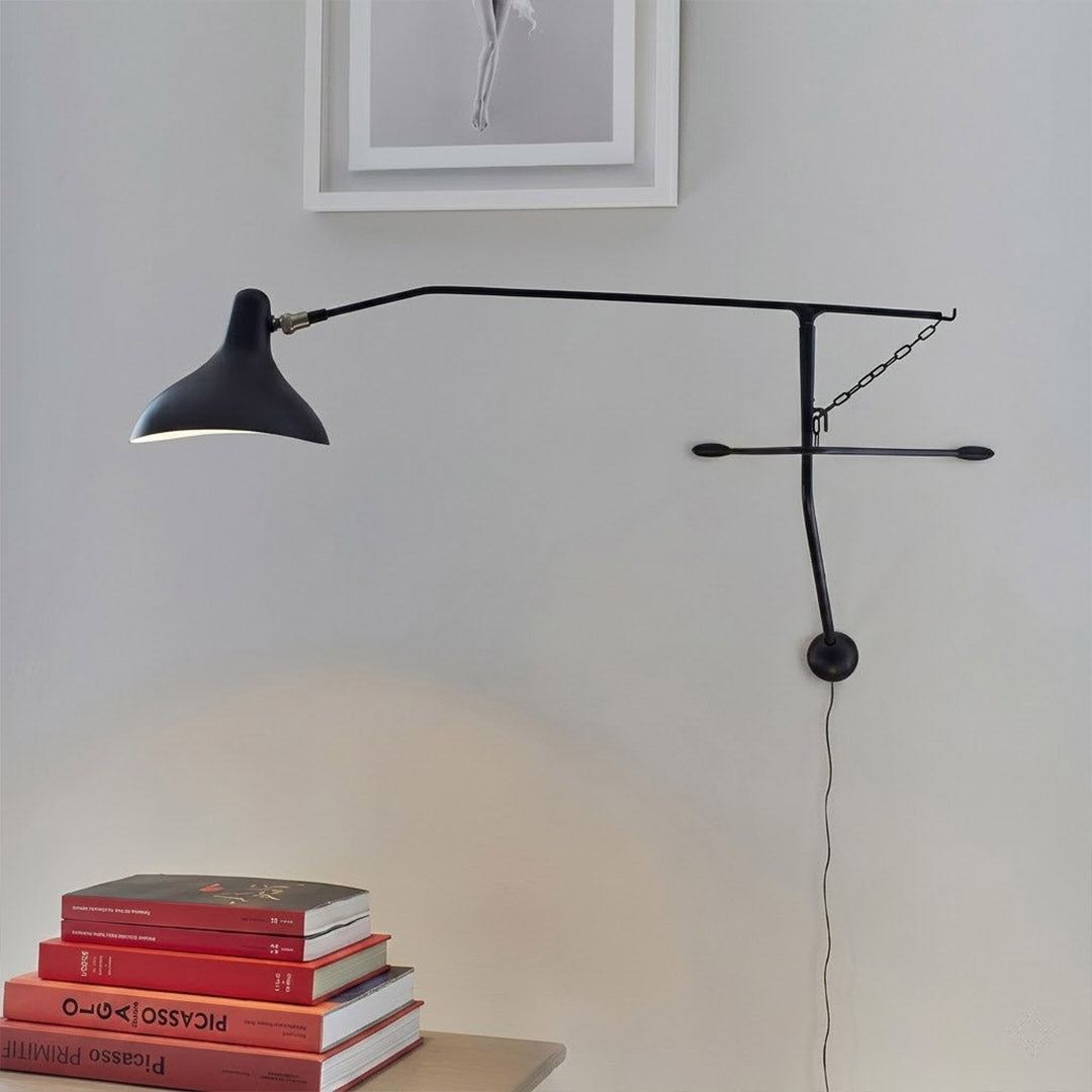 Atria 60 inch wall lamp modern loft long wall graphic statement matte black architectural sculpture concrete interior