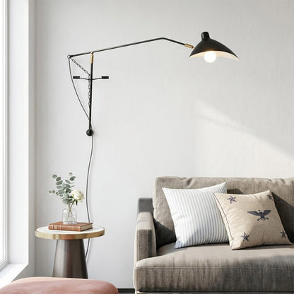 Atria 60 inch grand long arm wall lamp behind sofa living room arm reaching over seating area modern interior