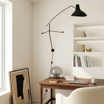 Atria 60 inch grand long arm wall lamp behind sofa living room arm reaching over seating area modern interior