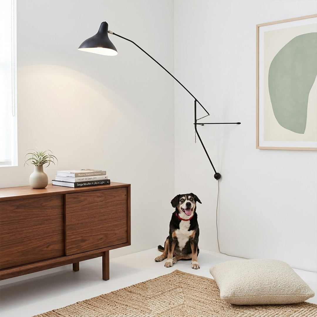 Atria 60 inch wall lamp modern loft long wall graphic statement matte black architectural sculpture concrete interior