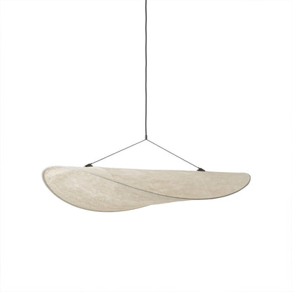 Aura oversized disc pendant light 23.6 inch Tyvek paper shade flat profile white halo modern minimalist white background