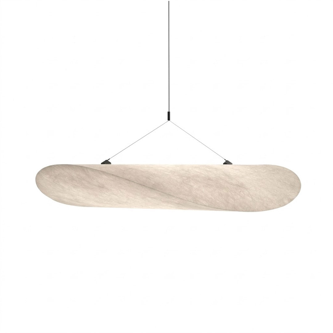 Aura oversized disc pendant light 39.3 inch Tyvek paper shade flat profile white halo grand statement white background