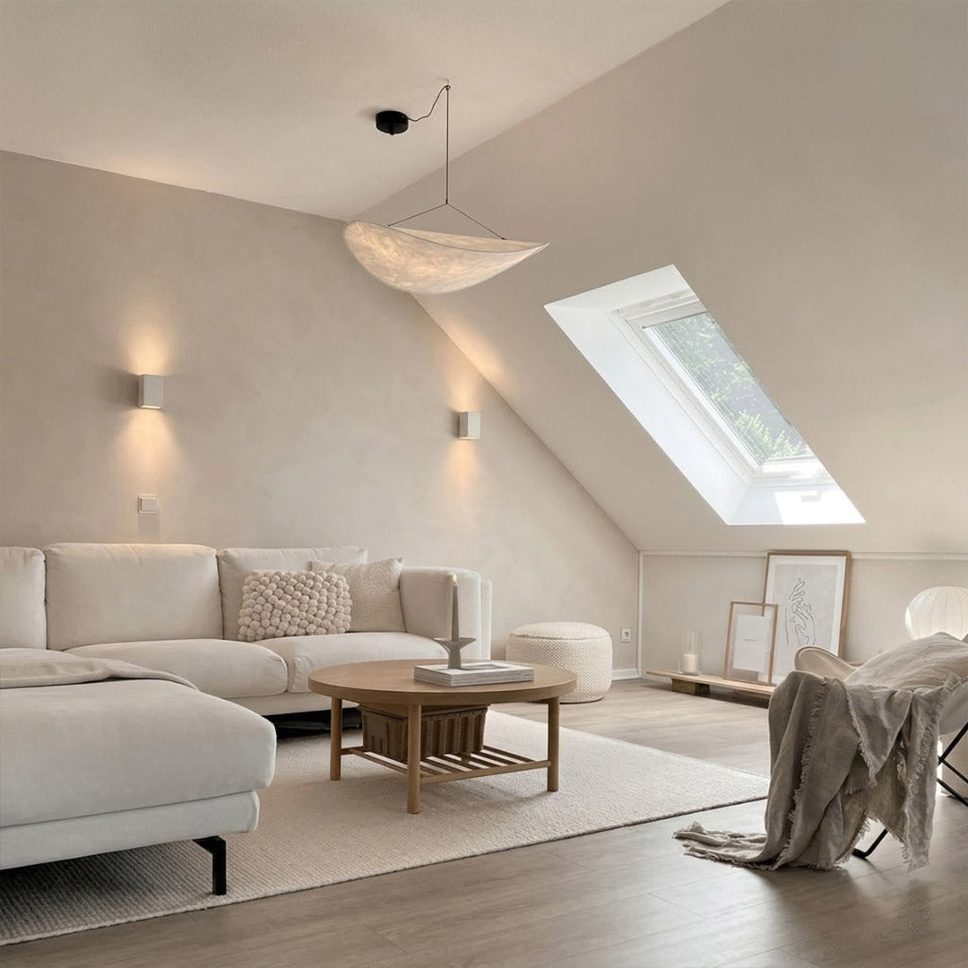 Aura 39 inch grand disc pendant living room foyer statement modern minimalist architectural lighting low ceiling