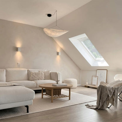 Aura 39 inch grand disc pendant living room foyer statement modern minimalist architectural lighting low ceiling