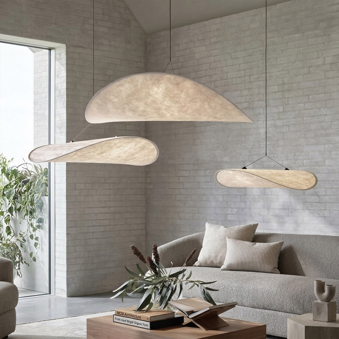 Aura 39 inch grand disc pendant living room foyer statement modern minimalist architectural lighting low ceiling