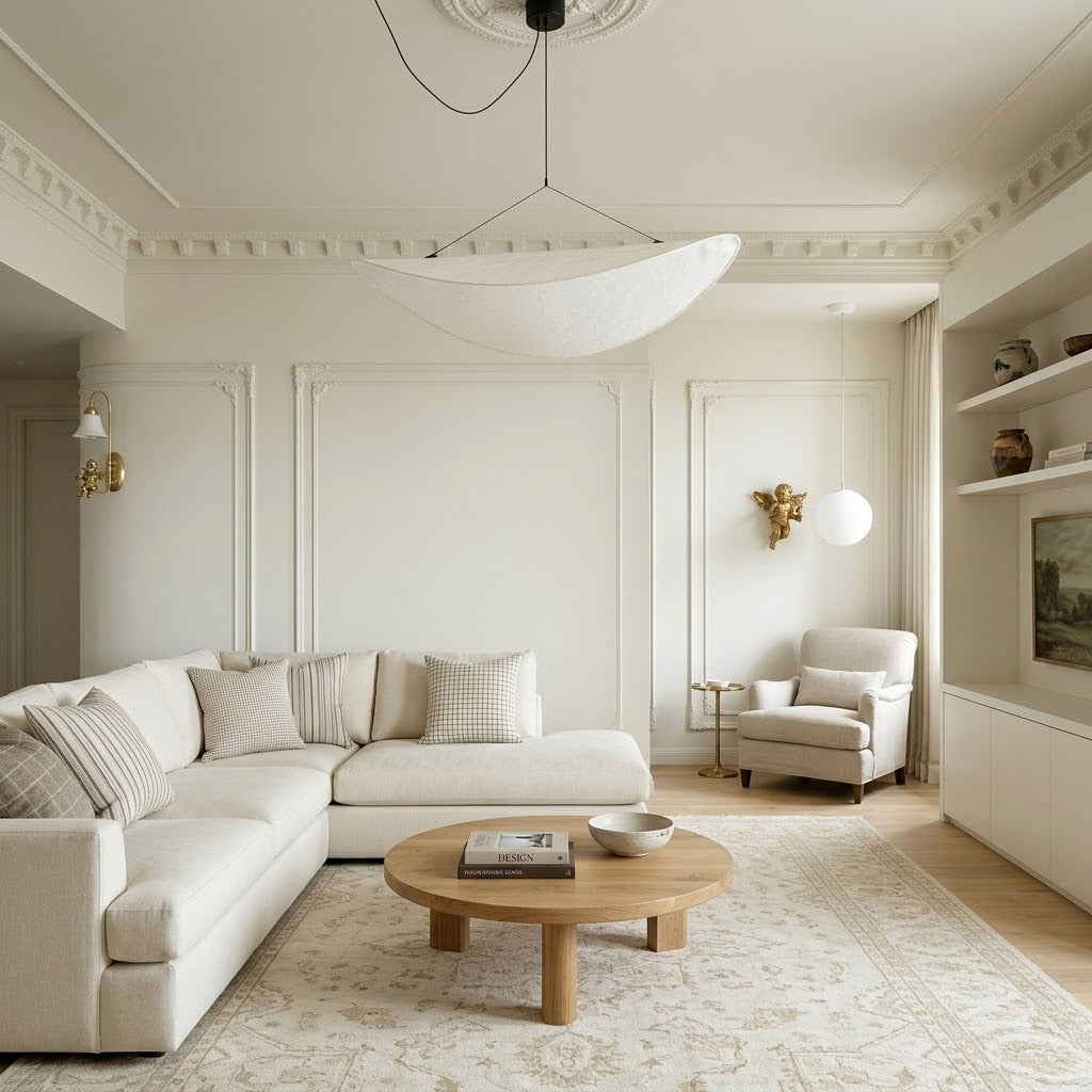 Aura 39 inch grand disc pendant living room foyer statement modern minimalist architectural lighting low ceiling