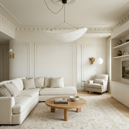 Aura 39 inch grand disc pendant living room foyer statement modern minimalist architectural lighting low ceiling