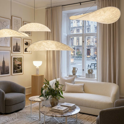 Aura 39 inch grand disc pendant living room foyer statement modern minimalist architectural lighting low ceiling