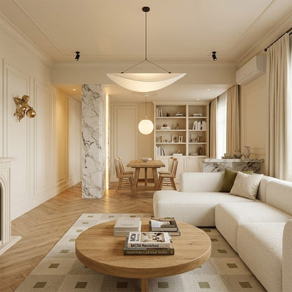 Aura 39 inch grand disc pendant living room foyer statement modern minimalist architectural lighting low ceiling