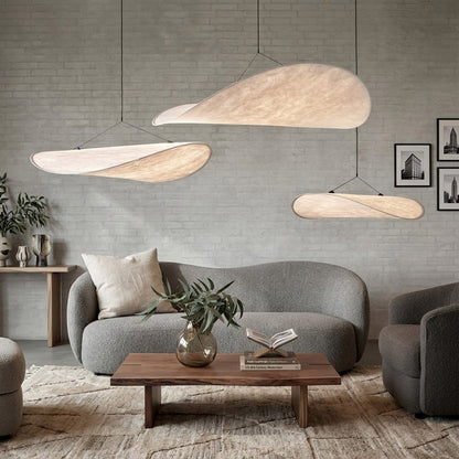 Aura 39 inch grand disc pendant living room foyer statement modern minimalist architectural lighting low ceiling