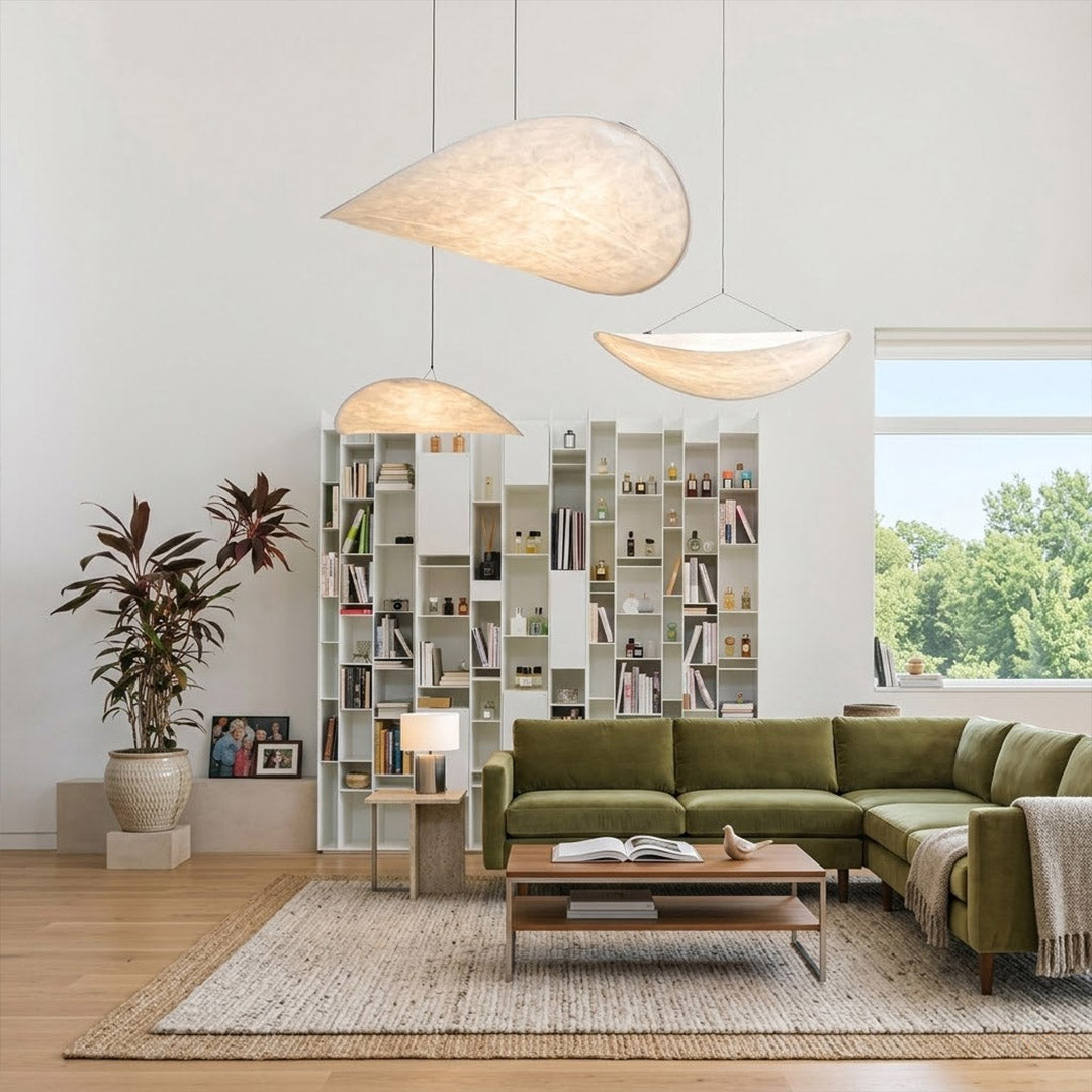 Aura 39 inch grand disc pendant living room foyer statement modern minimalist architectural lighting low ceiling