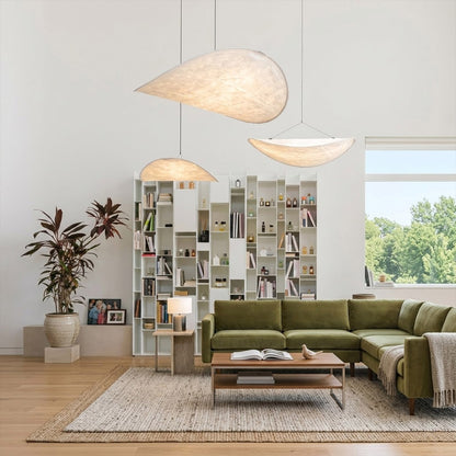 Aura 39 inch grand disc pendant living room foyer statement modern minimalist architectural lighting low ceiling