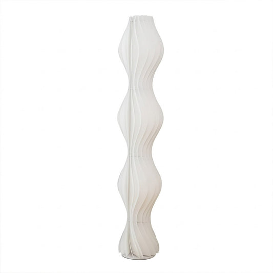 Aureli white wave LED floor lamp with sculptural acrylic shade by Stuberlighting
