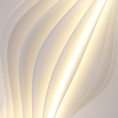 Aureli white wave LED floor lamp with sculptural acrylic shade by Stuberlighting