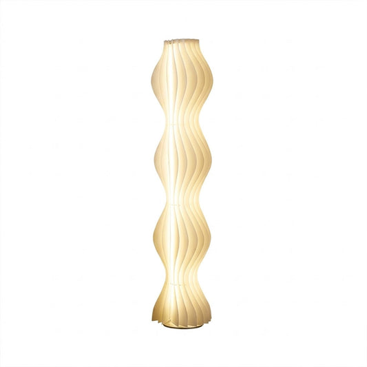 Aureli white wave LED floor lamp with sculptural acrylic shade by Stuberlighting