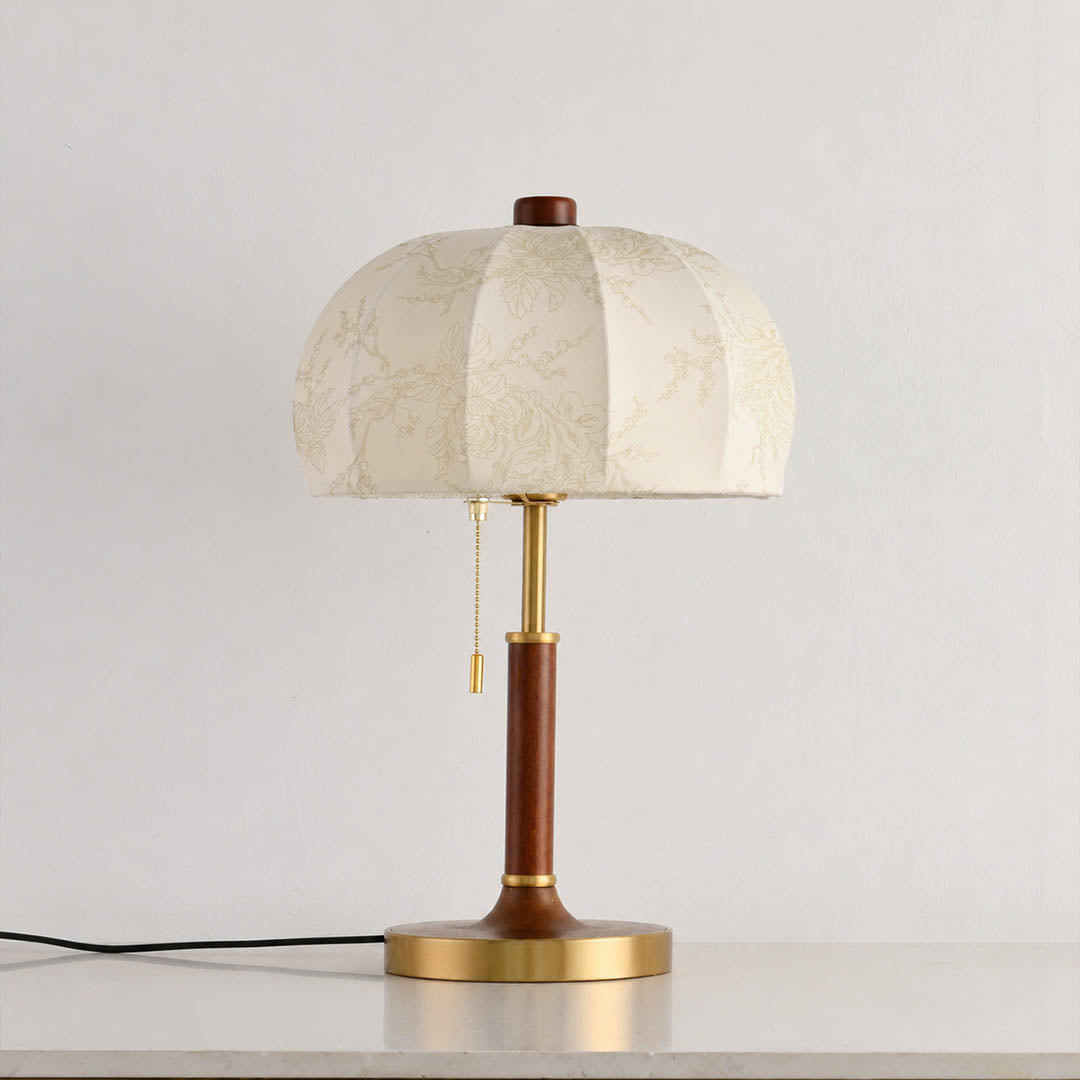 Aurelle floral fabric table lamp floral pattern fabric shade delicate texture detail close up elegant classic