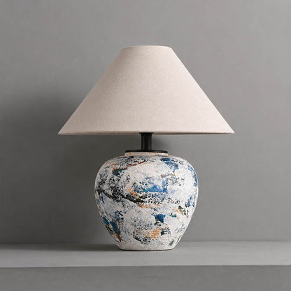 Azzurro ceramic table lamp glossy ceramic glaze blue white finish handcrafted artisan detail close up
