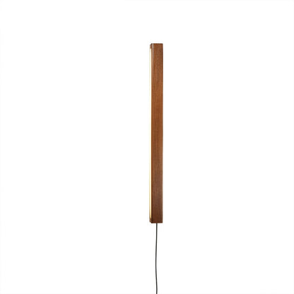 Beam wood linear LED wall light above bed headboard bedroom warm light japandi interior