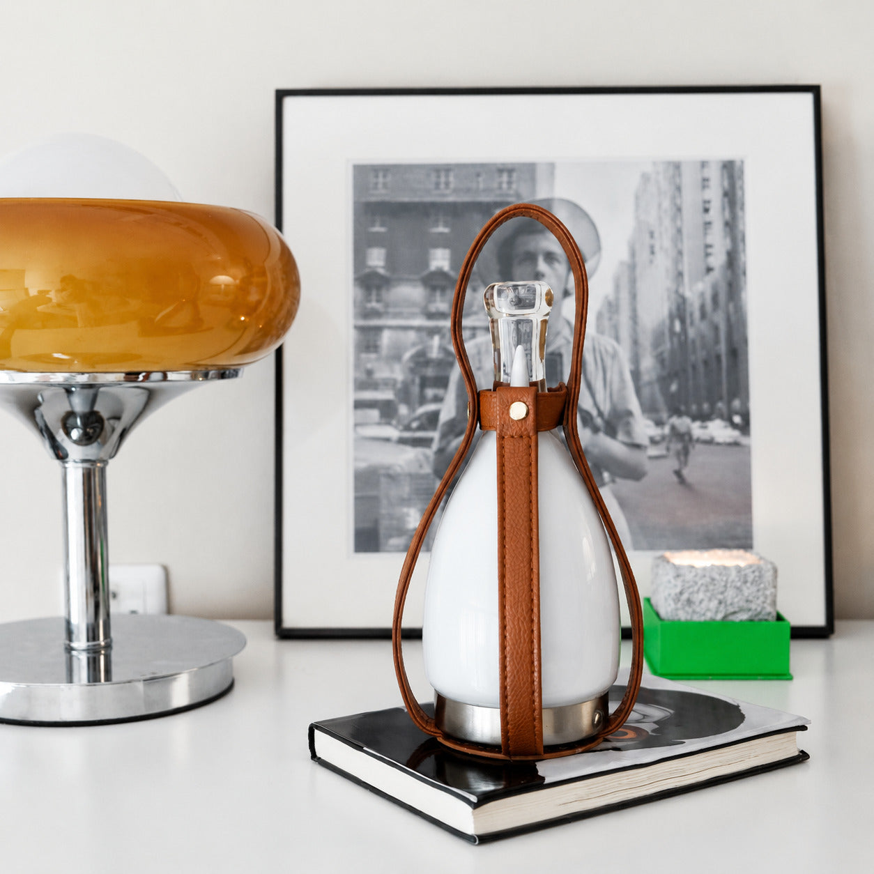 Belle portable table lamp desk reading nook warm glow cordless glass cute American home lifestyle interior styled