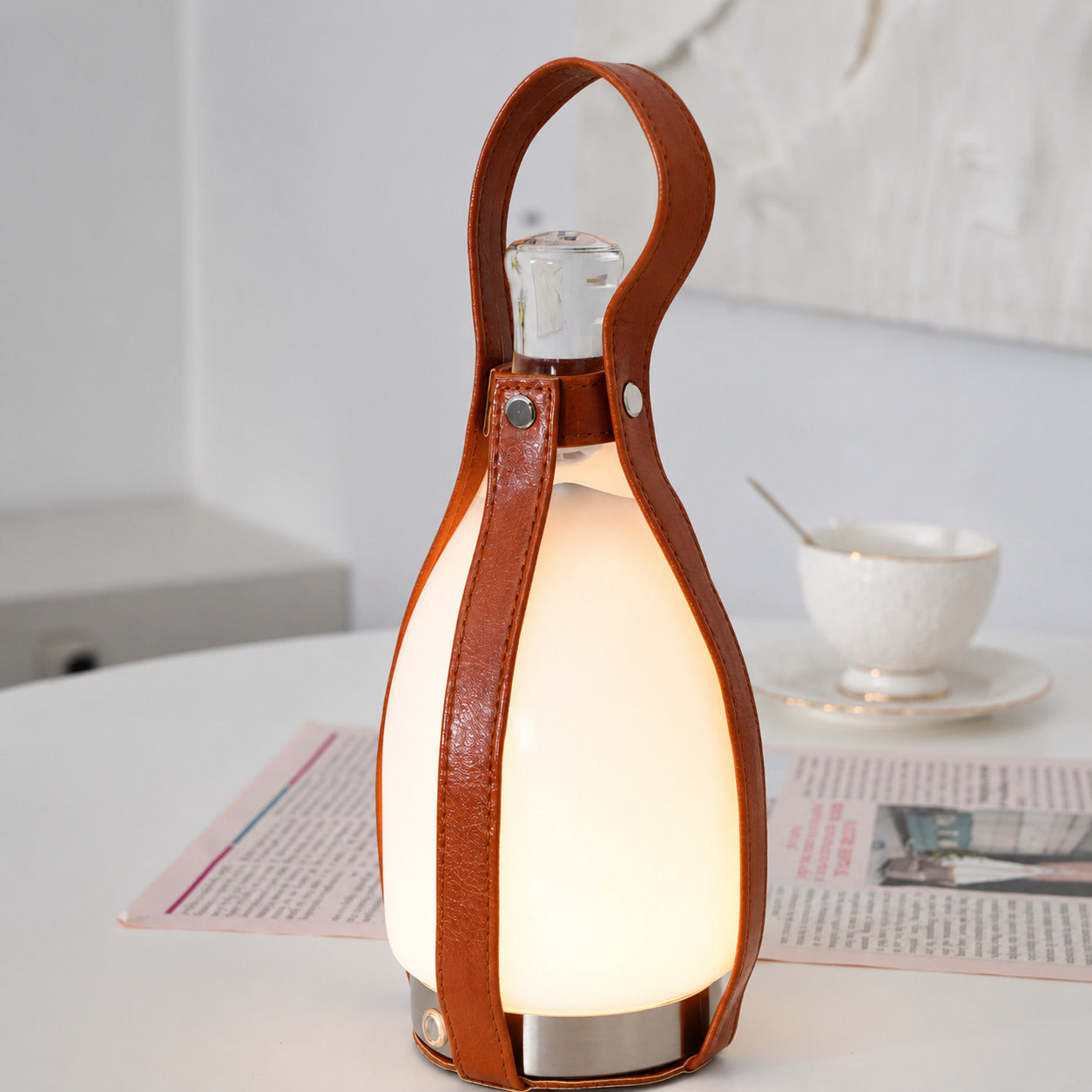 Belle portable table lamp living room side table bookshelf warm glow cordless glass cute American home lifestyle interior styled