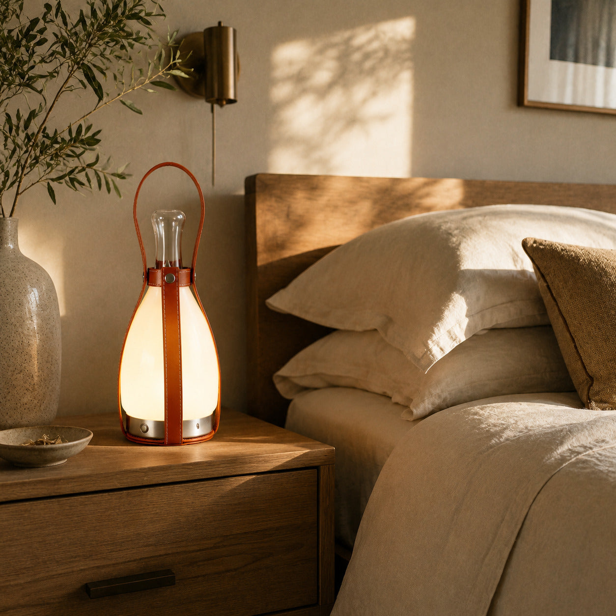 Belle portable table lamp bedroom nightstand bedside warm glow cordless glass cute cozy American home lifestyle interior styled