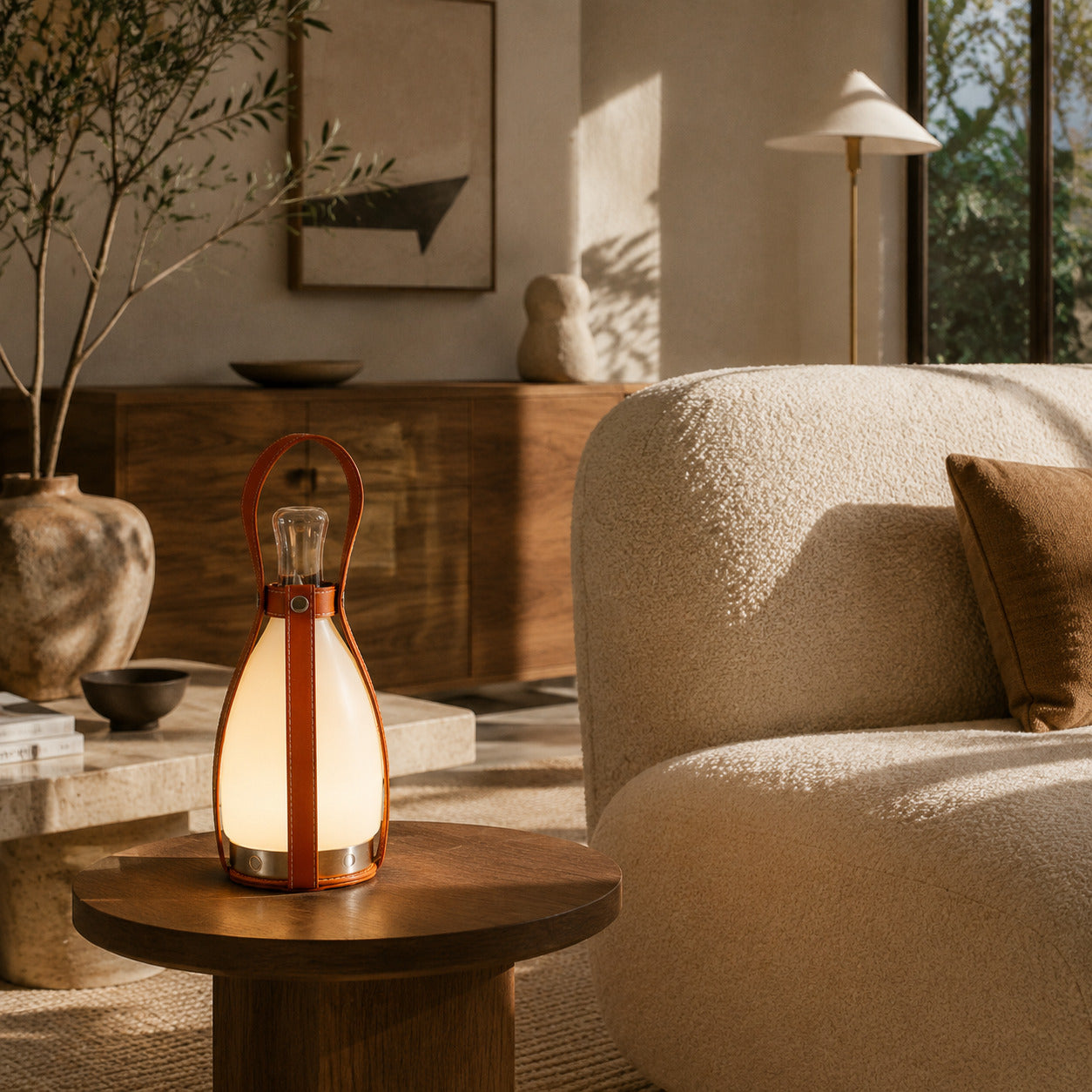 Belle portable table lamp living room side table bookshelf warm glow cordless glass cute American home lifestyle interior styled