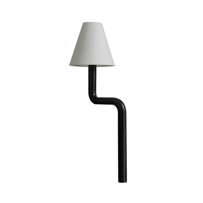 Modern bent wood table lamp with warm ambient LED lighting by Stuberlighting