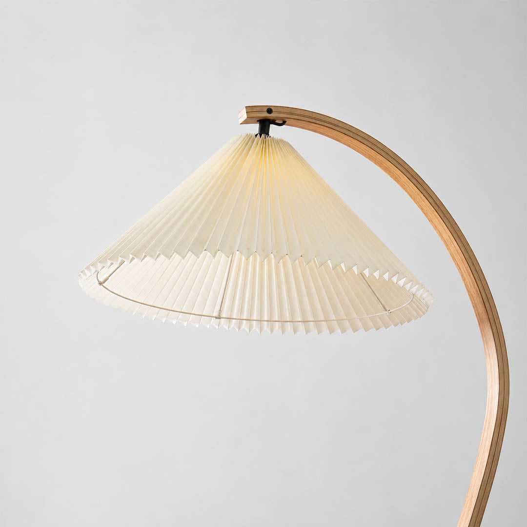 Bendik floor lamp linen fabric shade natural texture woven organic material detail close up craftsmanship Danish