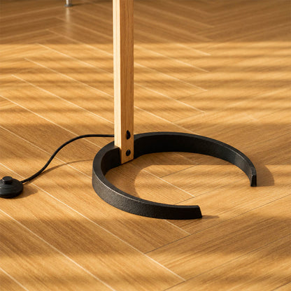 Bendik floor lamp beech wood curved bent question mark spine sinuous silhouette sculptural presence Danish signature design detail close up craftsmanship