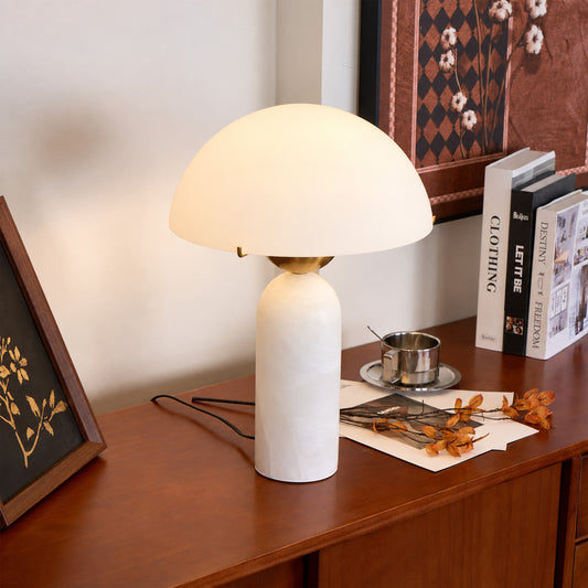 Boccia table lamp on a living room console table