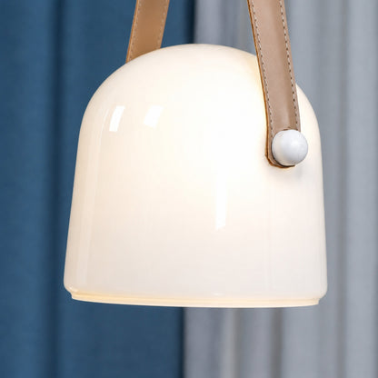 Bolla glass pendant light handblown glass shade tubular LED light shadow detail close up craftsmanship